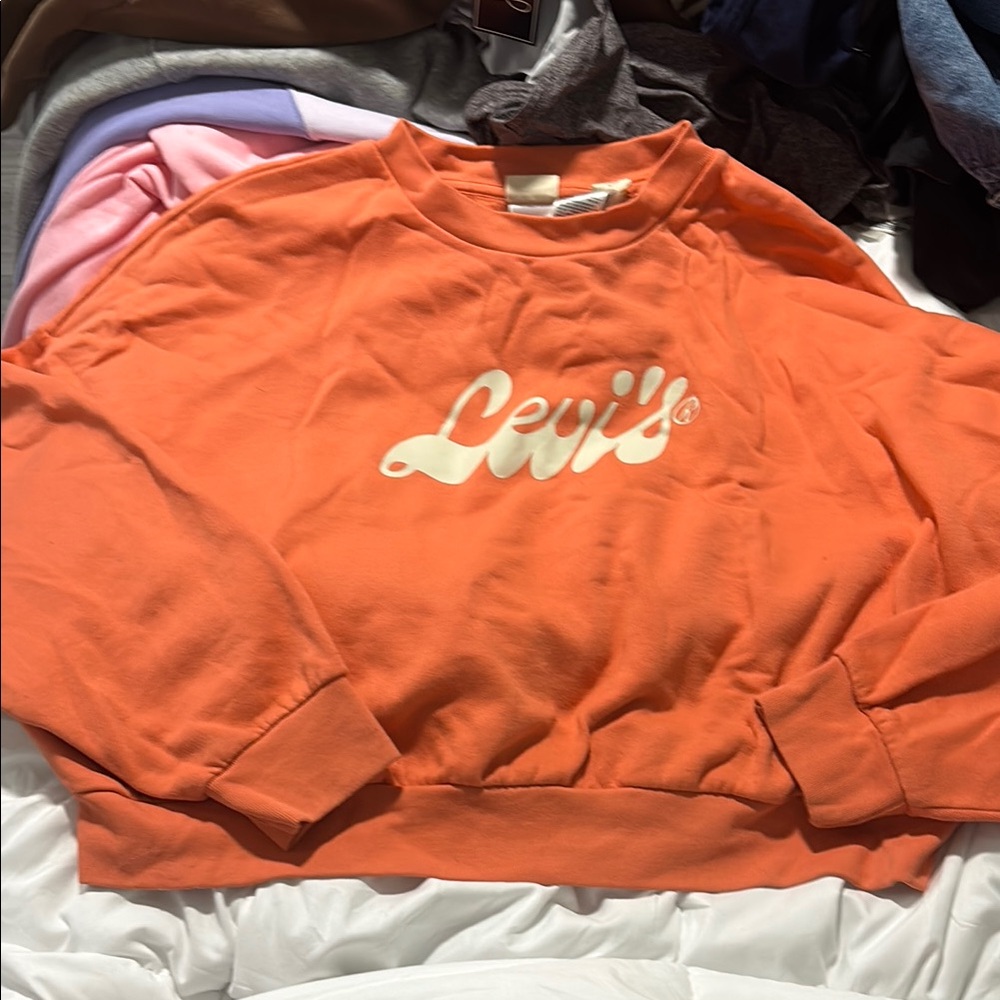 Levi's Orange Crew Neck Sweater Casual Style
